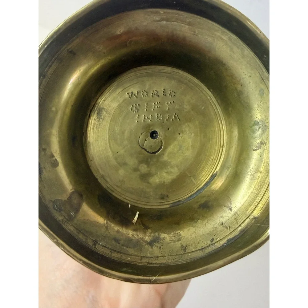 Vintage World Gift India Etched Brass Bud Vase Floral Long Neck 10.5 Inch Gold